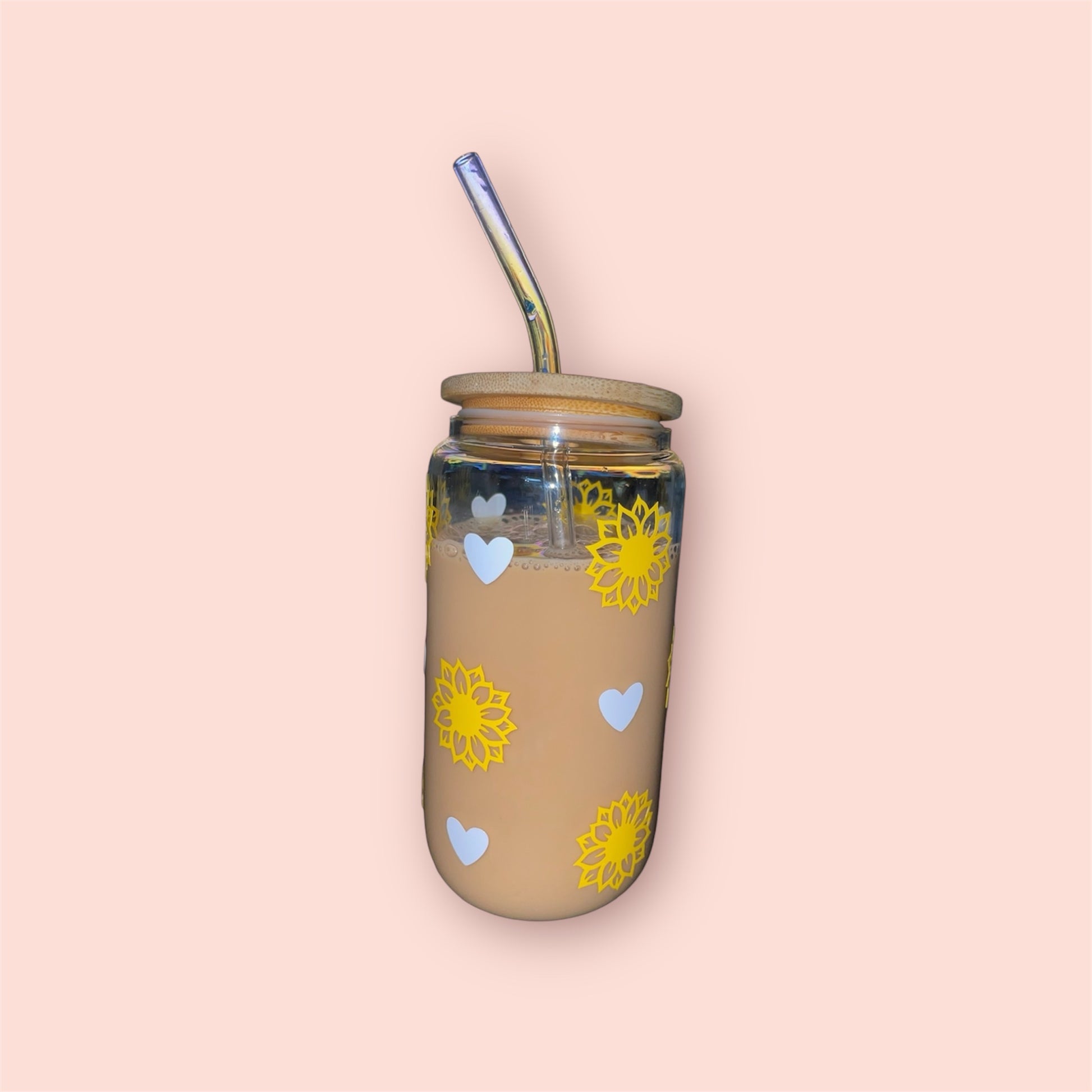 Sunflower Designed Custom Glass Can