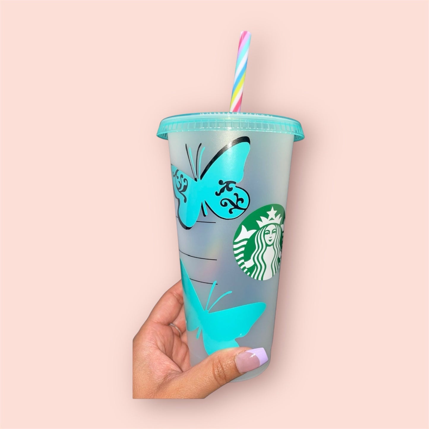 STARBUCKS CUSTOMIZED HANDMADE COLOUR CHANGING CUPS  blue