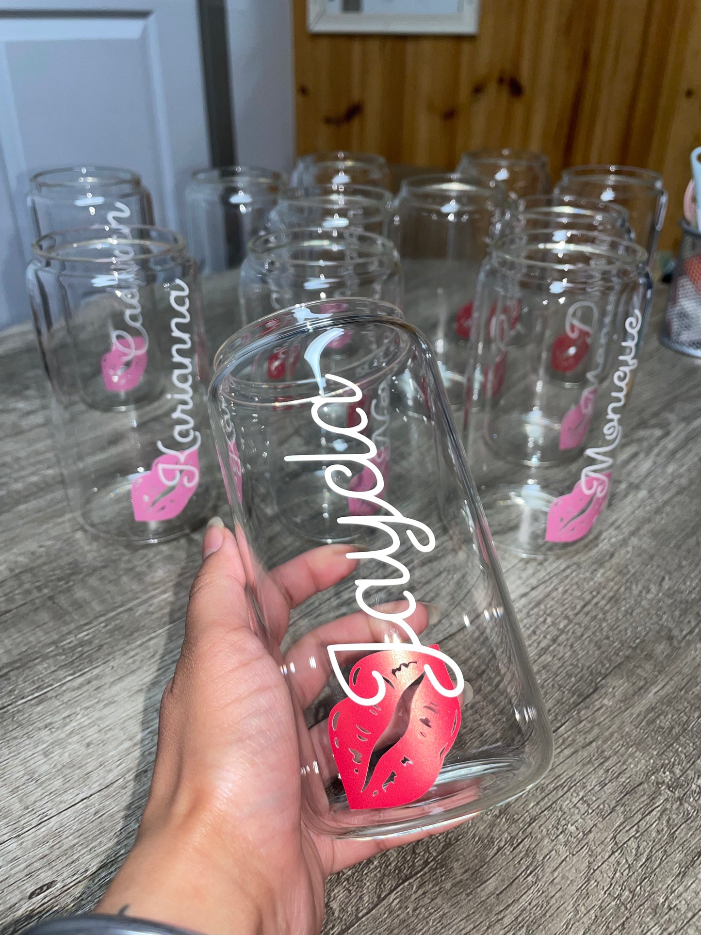 16 OZ Custom named glass can (customized handmade cup)