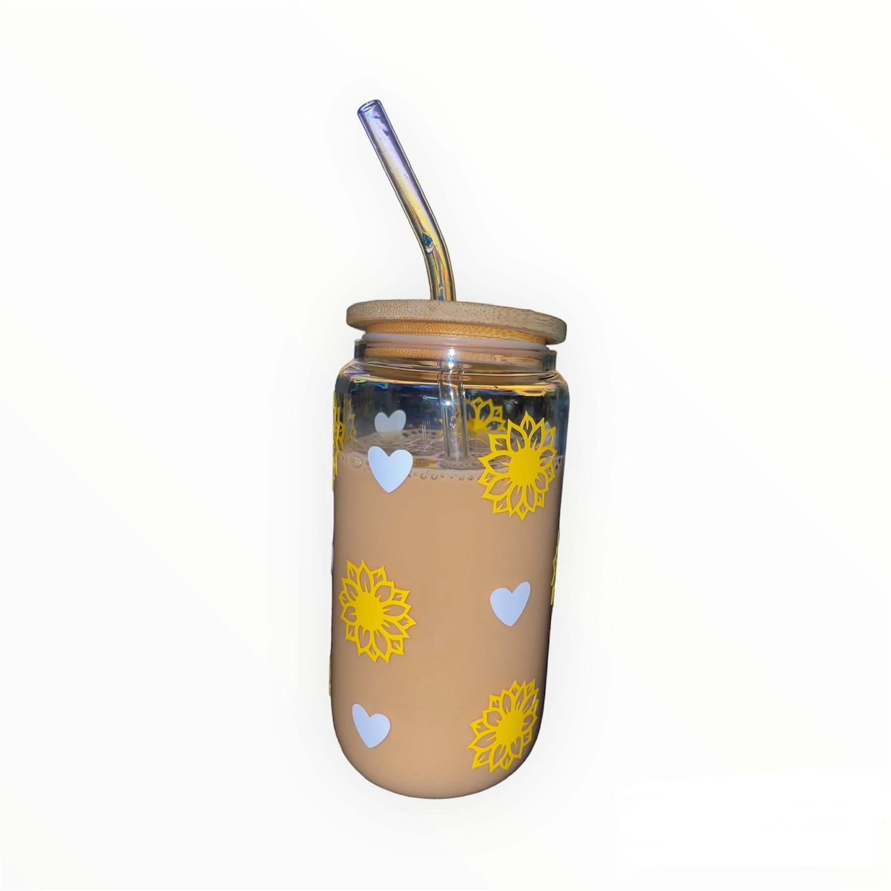 16 OZ sunflower glass can (customized handmade cup)