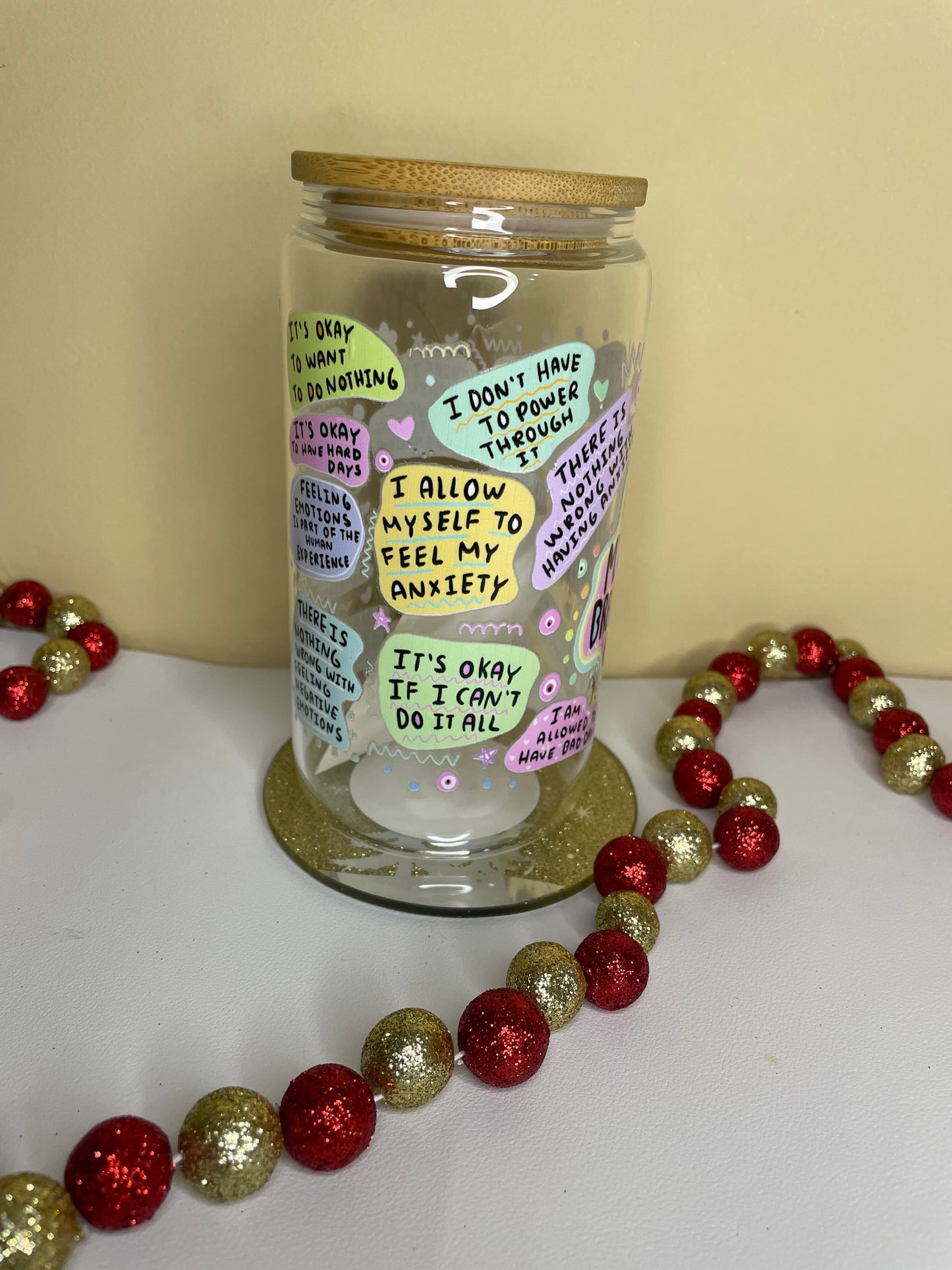 Customized handmade glass can cup