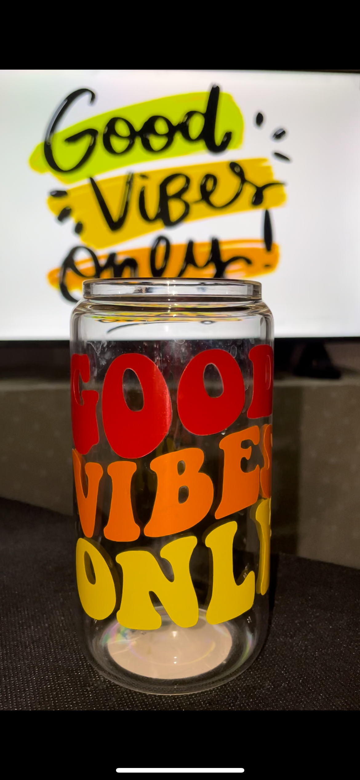 16 OZ good vibes only glass can (customized handmade cup)
