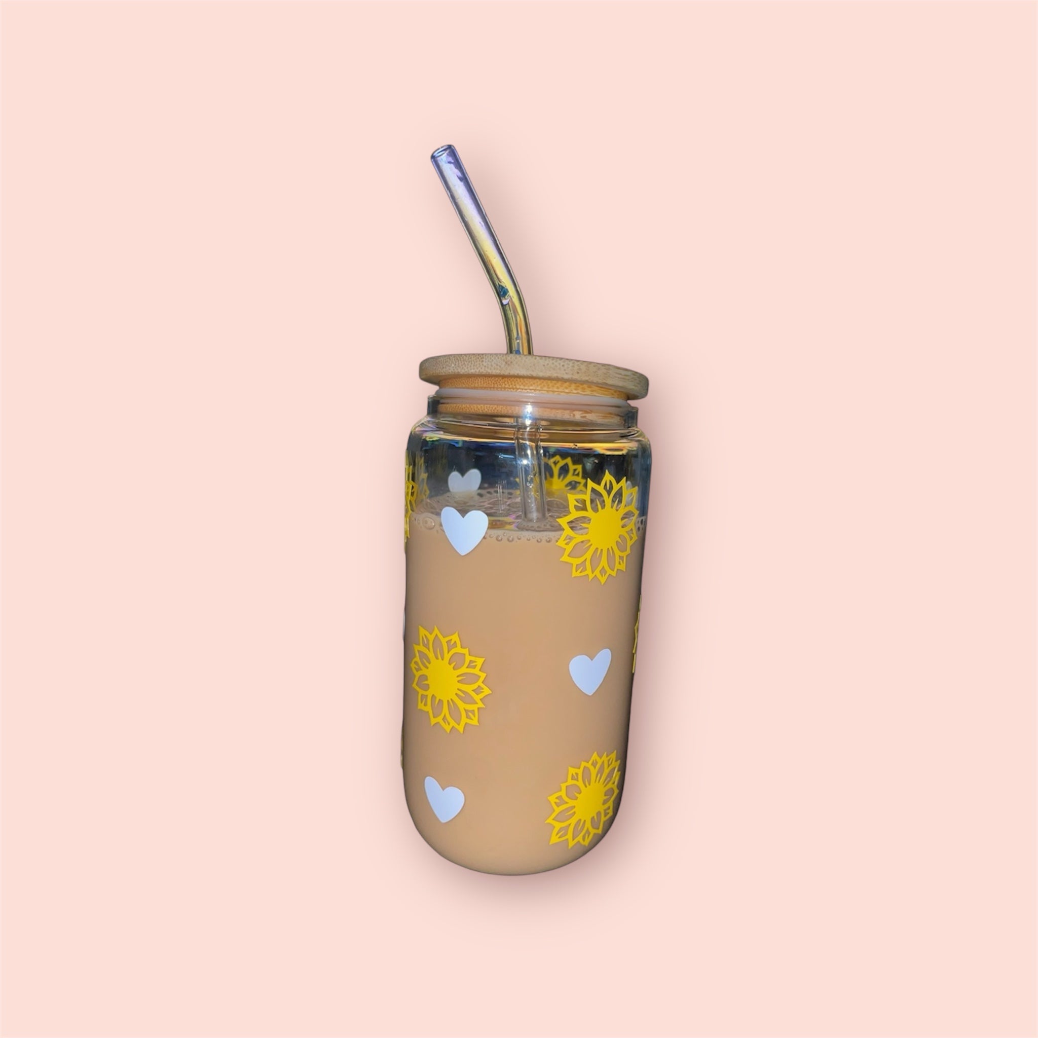 Sunflower Designed Custom Glass Can