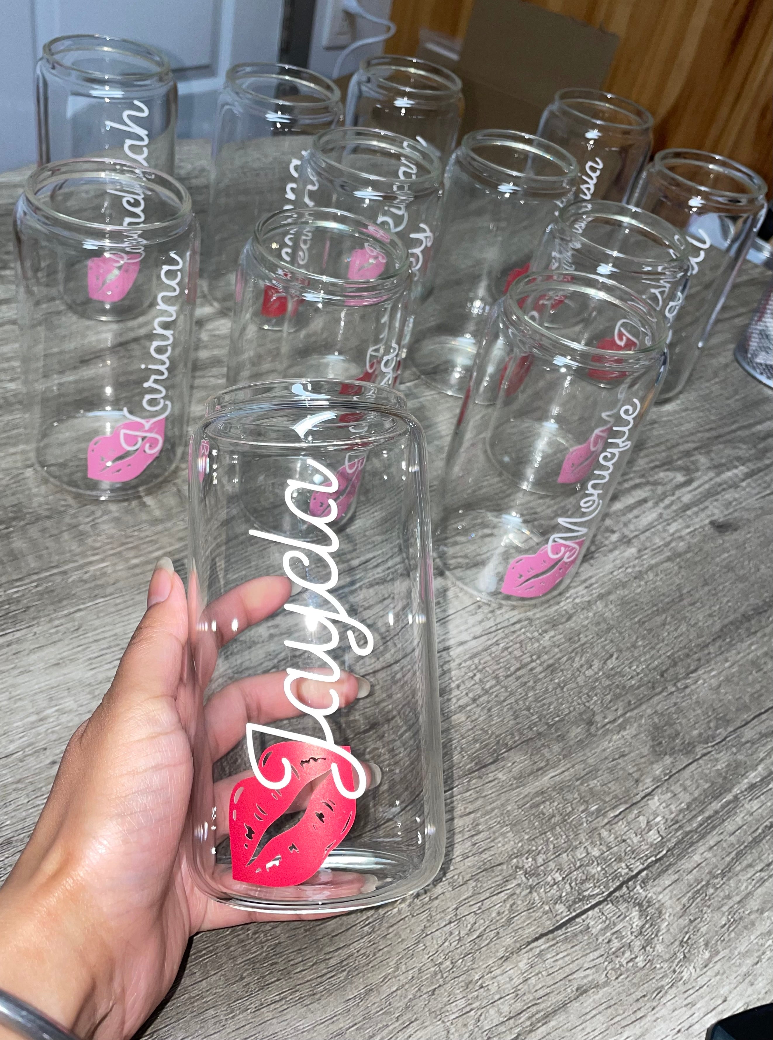 16 OZ Custom named glass can (customized handmade cup)