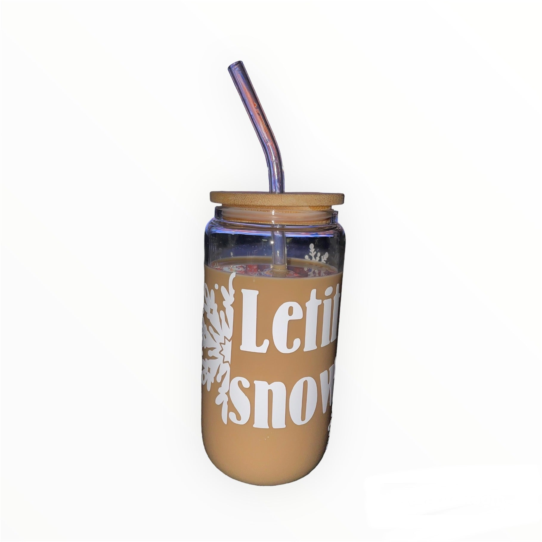 16 OZ let it snow glass can (customized handmade cup)