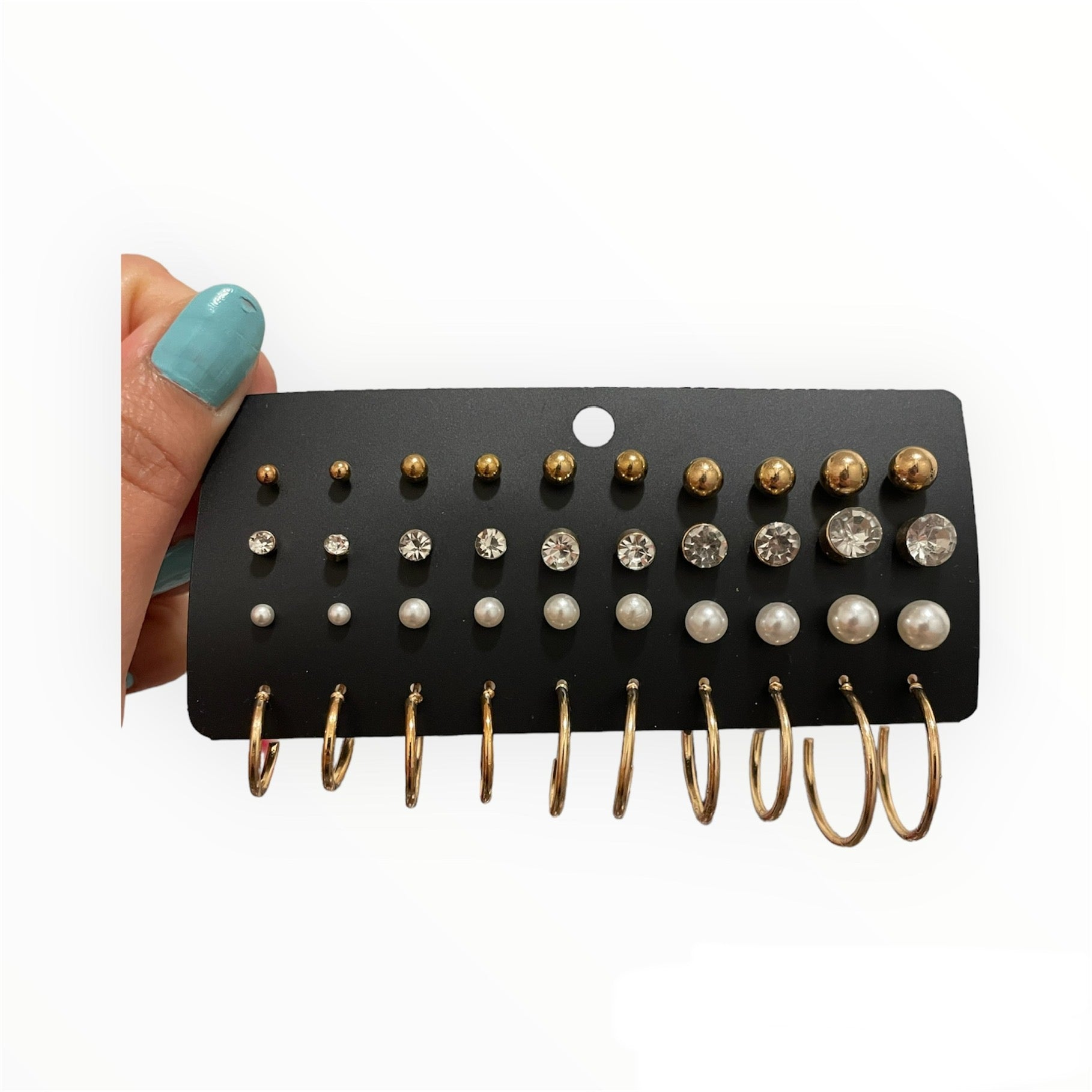 32 Pair rhinestones and faux pearl earrings (personalized gifts)