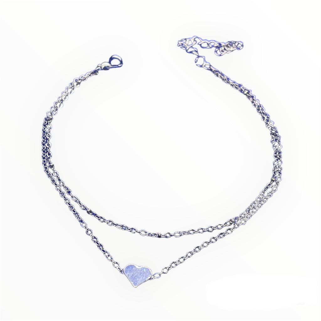 Heart decor chain anklet (personalized gifts)