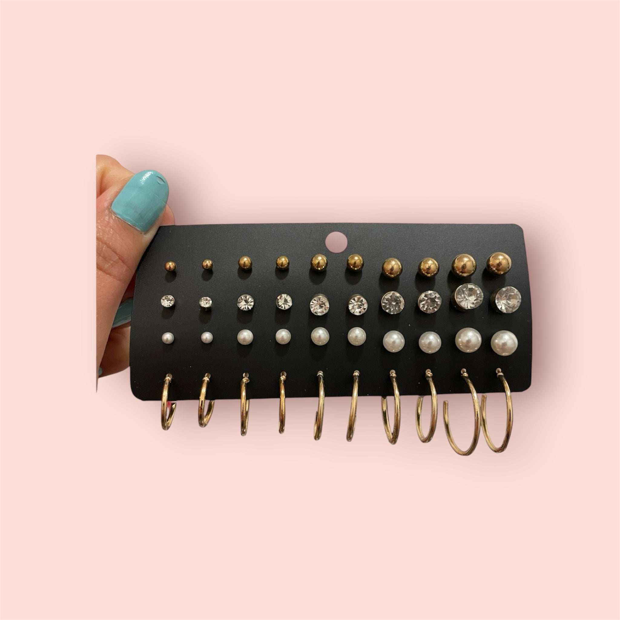 32 pair rhinestones and faux pearl earrings (personalized gifts)