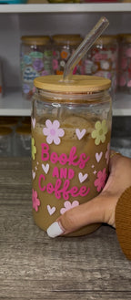 Books and Coffee – Custom Glass Can