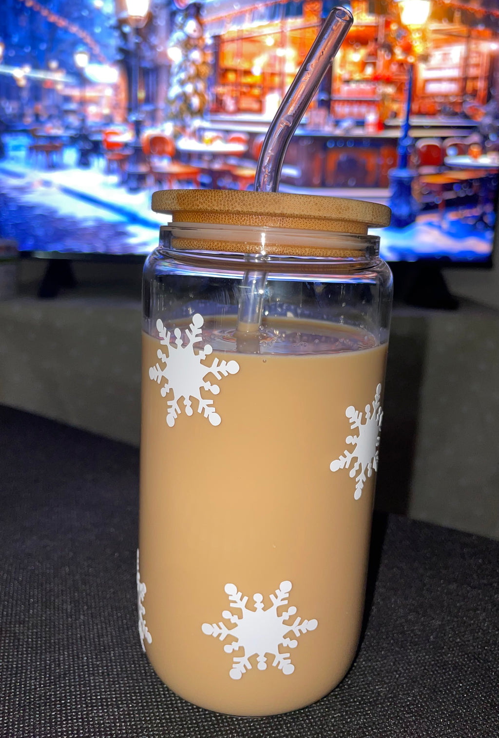 16 OZ let it snow glass can (customized handmade cup)