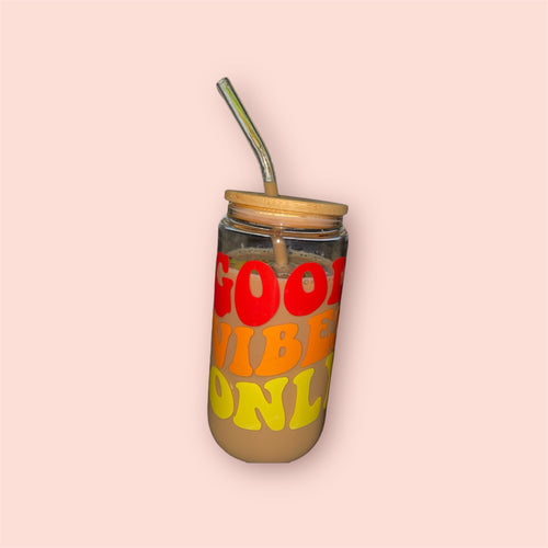 "Good Vibes Only" – Custom Glass Can